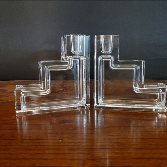 Vintage 1930's Metropolitan Museum of Art Wilber Orme Glass Candlestick Pair - Picture 3 of 9